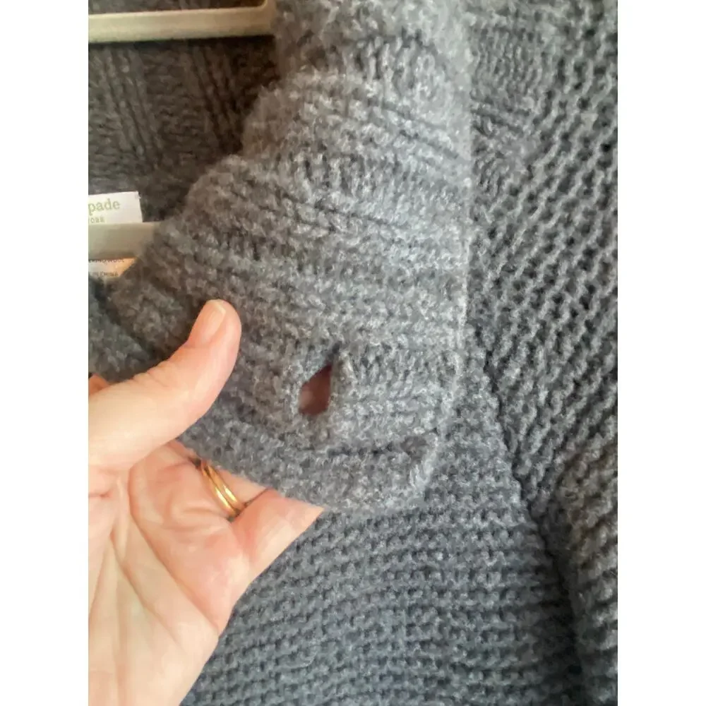 Kate Spade 100% Merino Wool Knit Button-Up Dark Gray Cardigan-Size S
